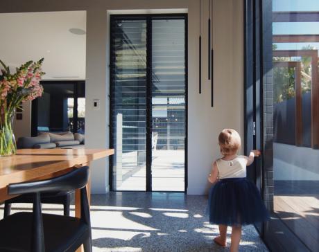 young girl shutting screen